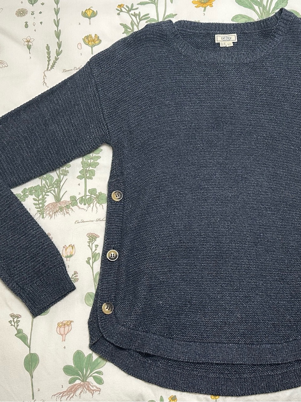Fat Face Navy Button-Side Crew Sweatshirt